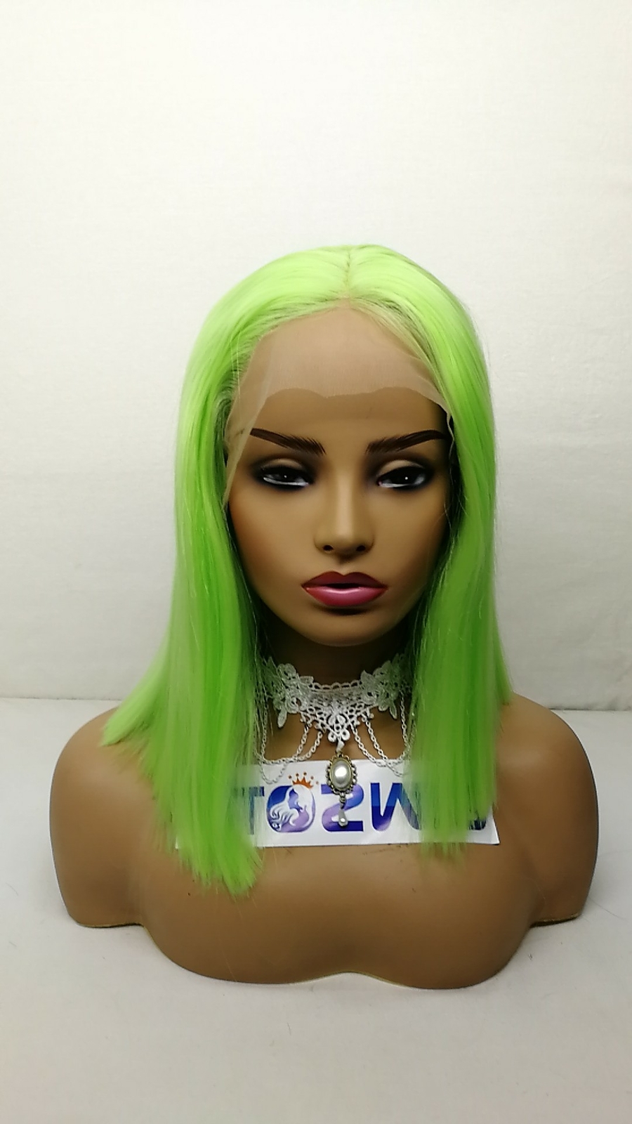 Short Bob Lime Green Straight Lace Front Wig Fiber Fashion Party Cosplay Wig