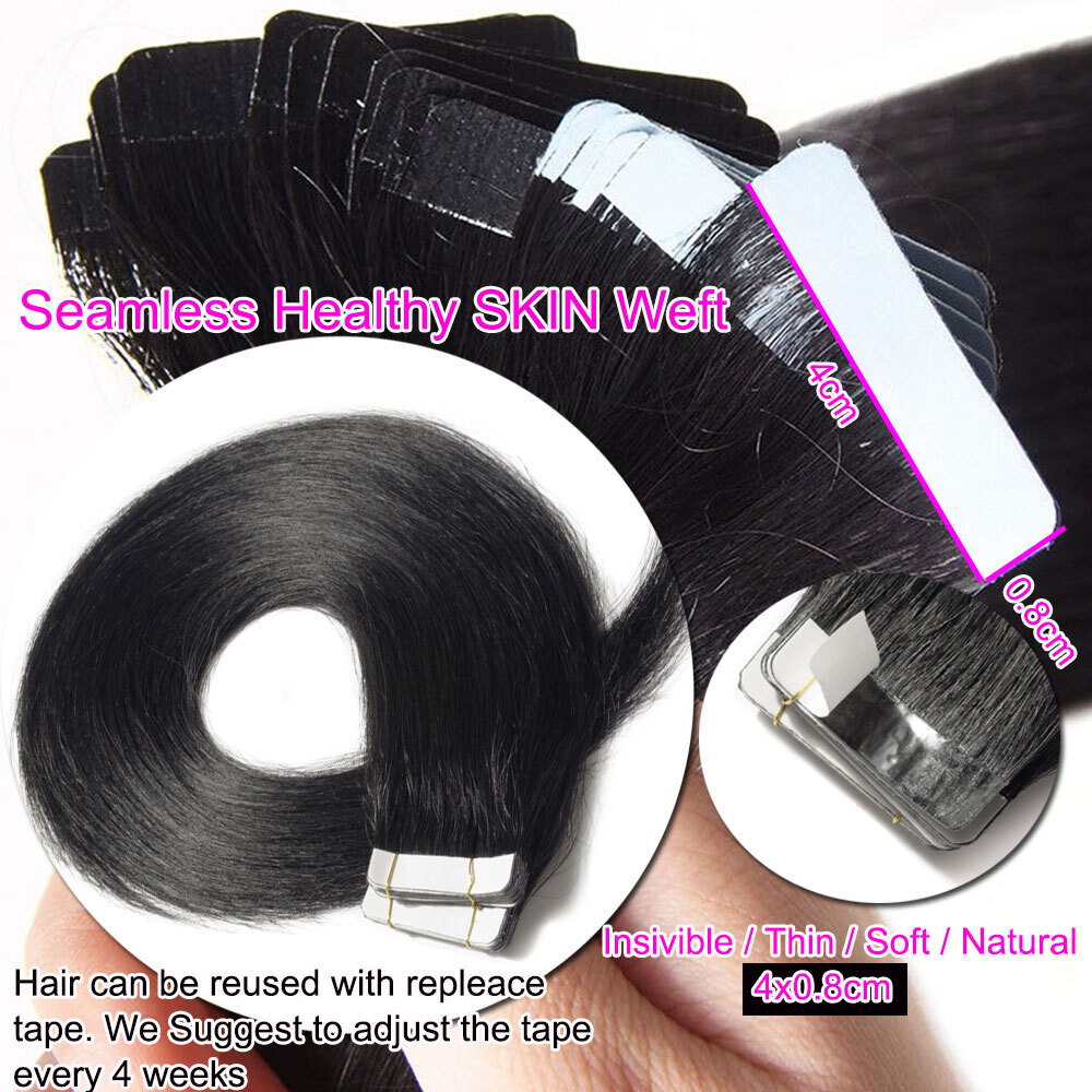Thick 200g 80pcs Tape In Remy Human Hair Extensions Skin Weft FULL HEAD Ombre S