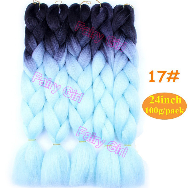 1pack 24” Crochet Hair Braiding Synthetic Hair Extensions 100g/pack 60 colors
