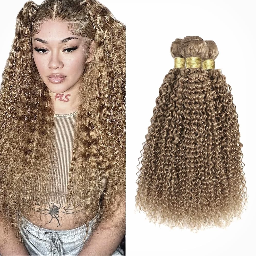 Peenoll Bundles Human Hair 12 14 16 Inch Ash Honey Blonde Color 22 Jerry Curly