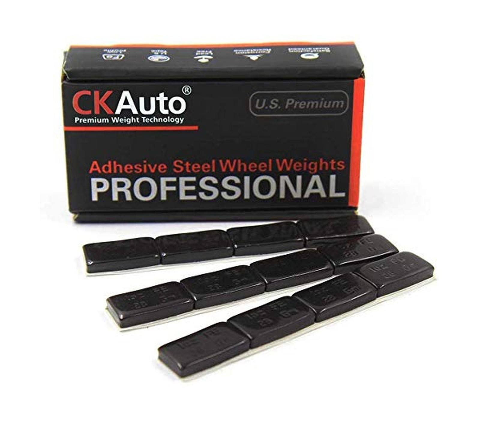 CKAuto 1oz, Black, Adhesive Stick on Wheel Weights,EasyPeel Tape, 72 oz/Box, …