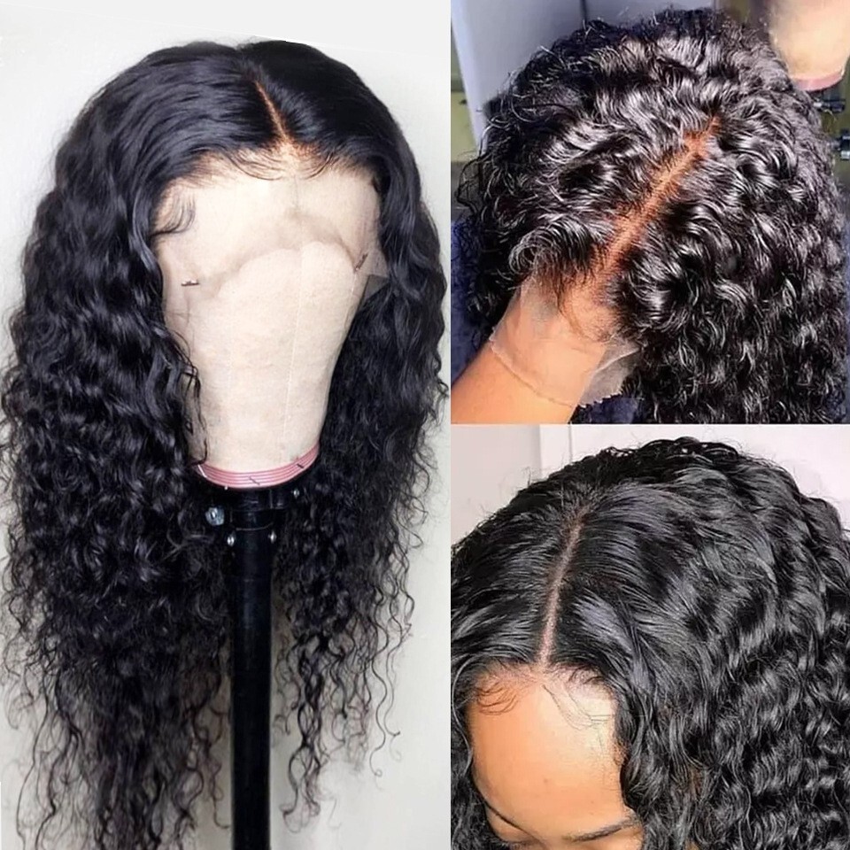 1 set Hair Front Wig Womens Brazilian Long Curly Lace Wavy Hair Wigs Pre plucked