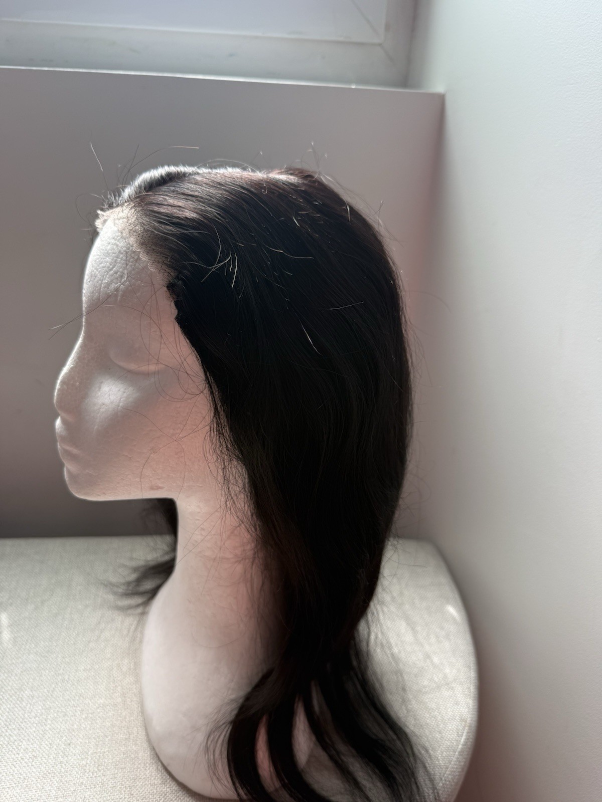 Black Straight Synthetic Lace Front Clip-In Wig Adjustable Strap Free-Part