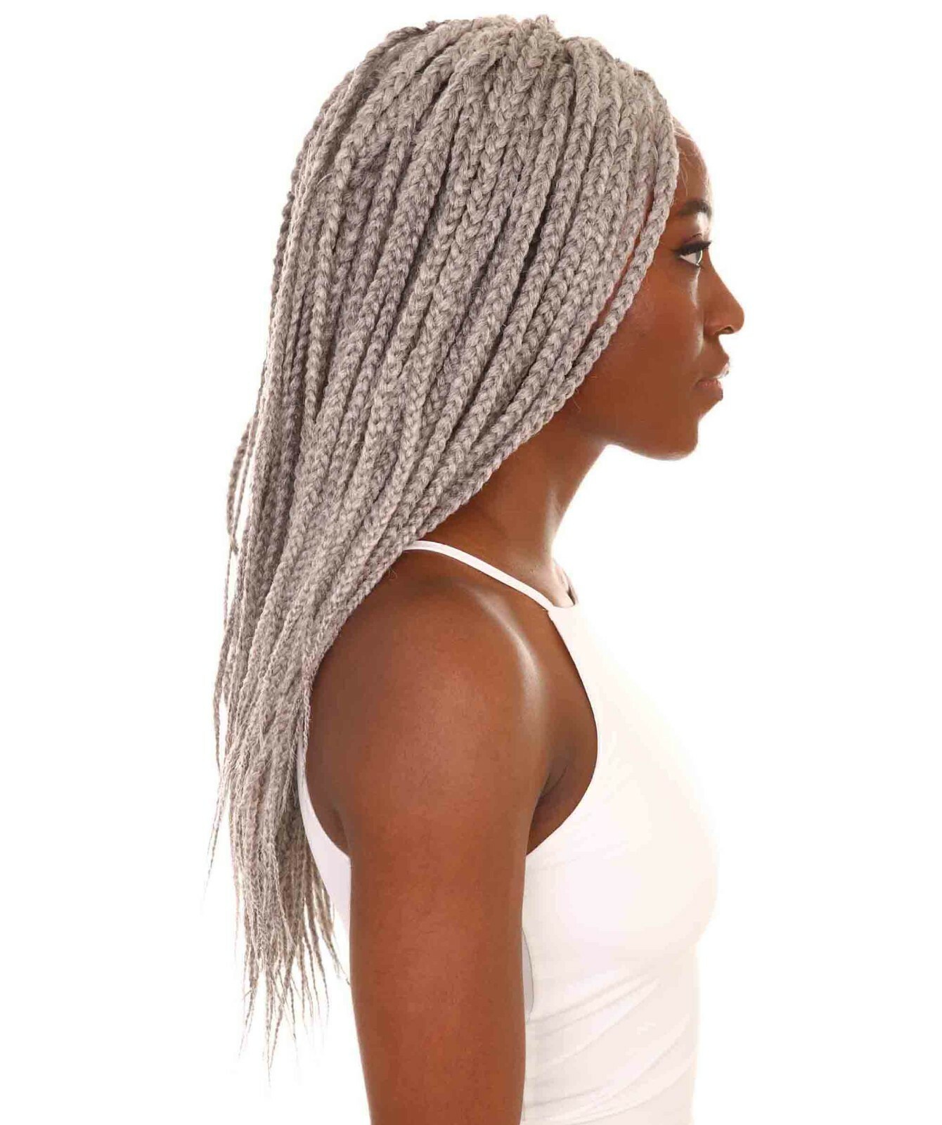 LUXLUXE Uyai Straight 23″ 4X4 Hand-Tied Lace Braided Wig,BLT-0122, Grey