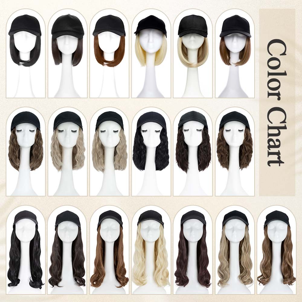 6in/8in/16in Baseball Cap with Hair Extensions Natural As Human Hat Hairpiece US