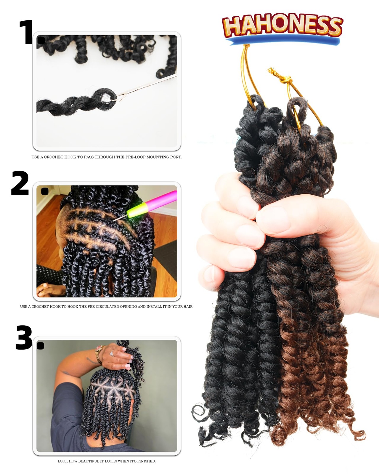 Hahoness 6 Inches 9 Packs Passion Twist Crochet Hair-Mixed Color Combo Pack7