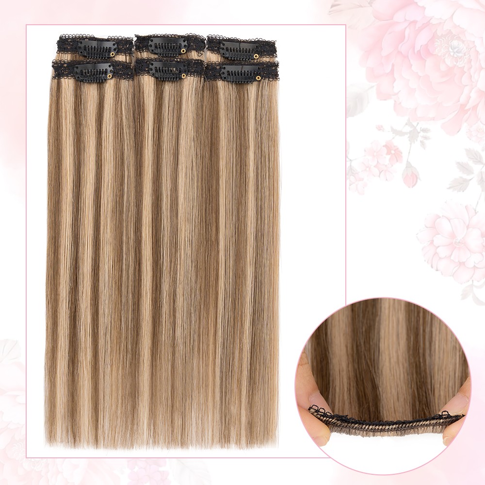 6PCS Clip in Short Hair Extensions 100% Real Human Hair Add Highlights &Volume