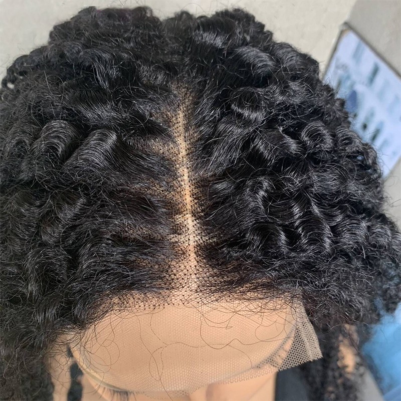 20″ Blend Human Hair Kinky Curly Wigs for Black Women 4×4 Lace Frontal Curly Wig