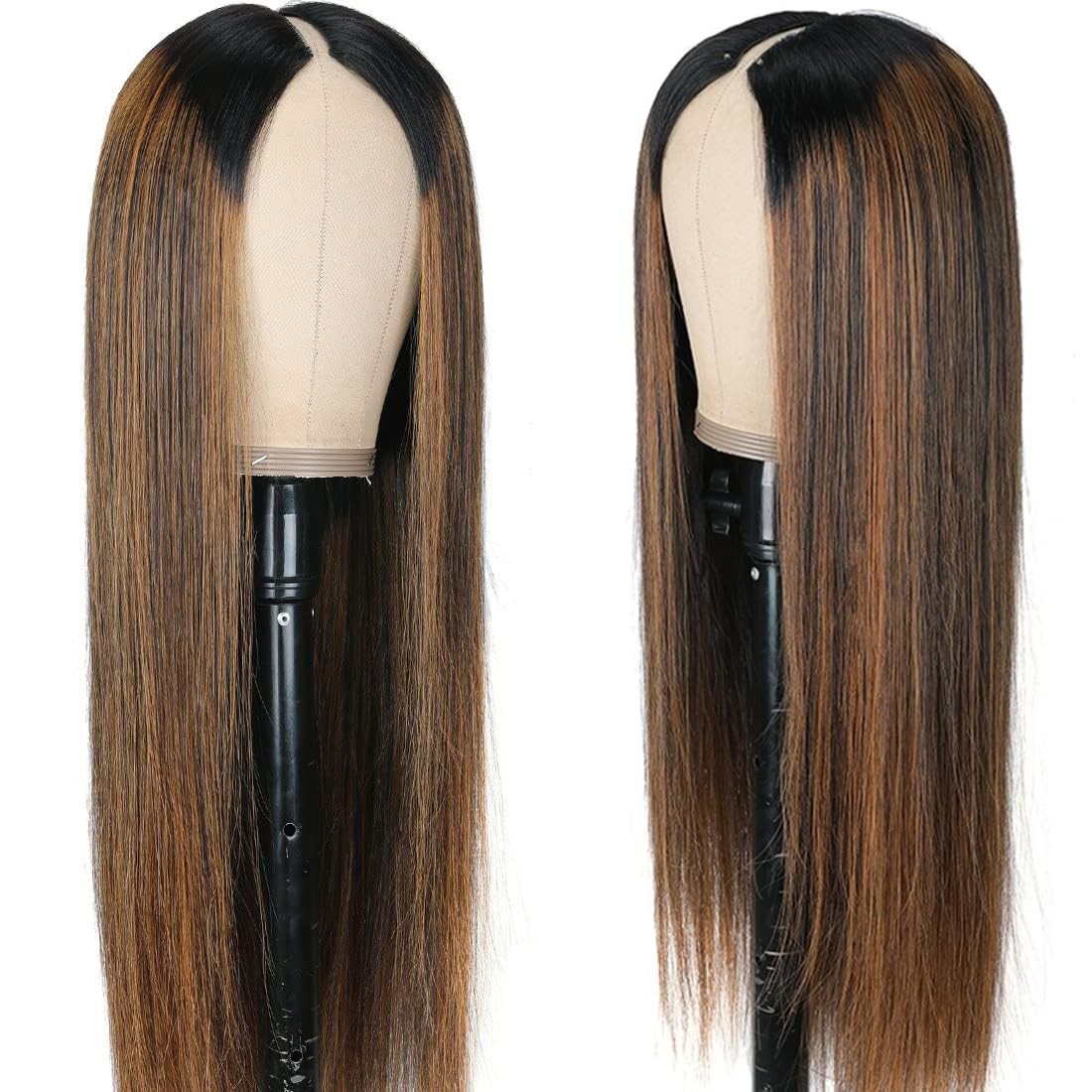 Pobokix Highlight Ombre V Part Wigs Human Hair Straight Brazilian 14″ FB30