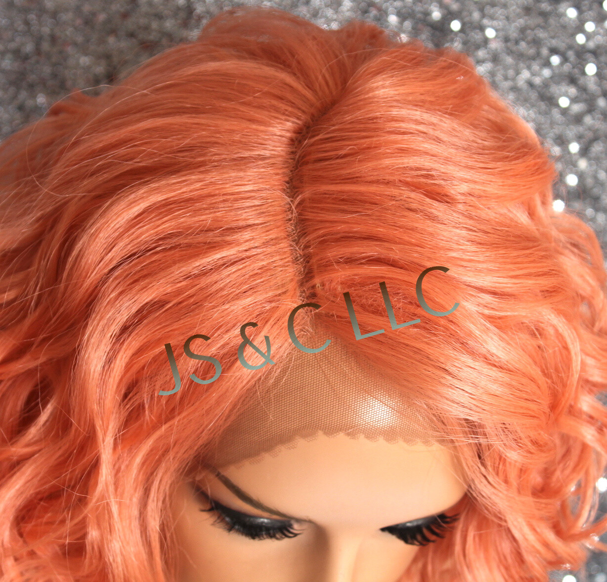 Human Hair blend Heat OK Full Lace Front Wig Wavy Layered FCFN Dk Peach