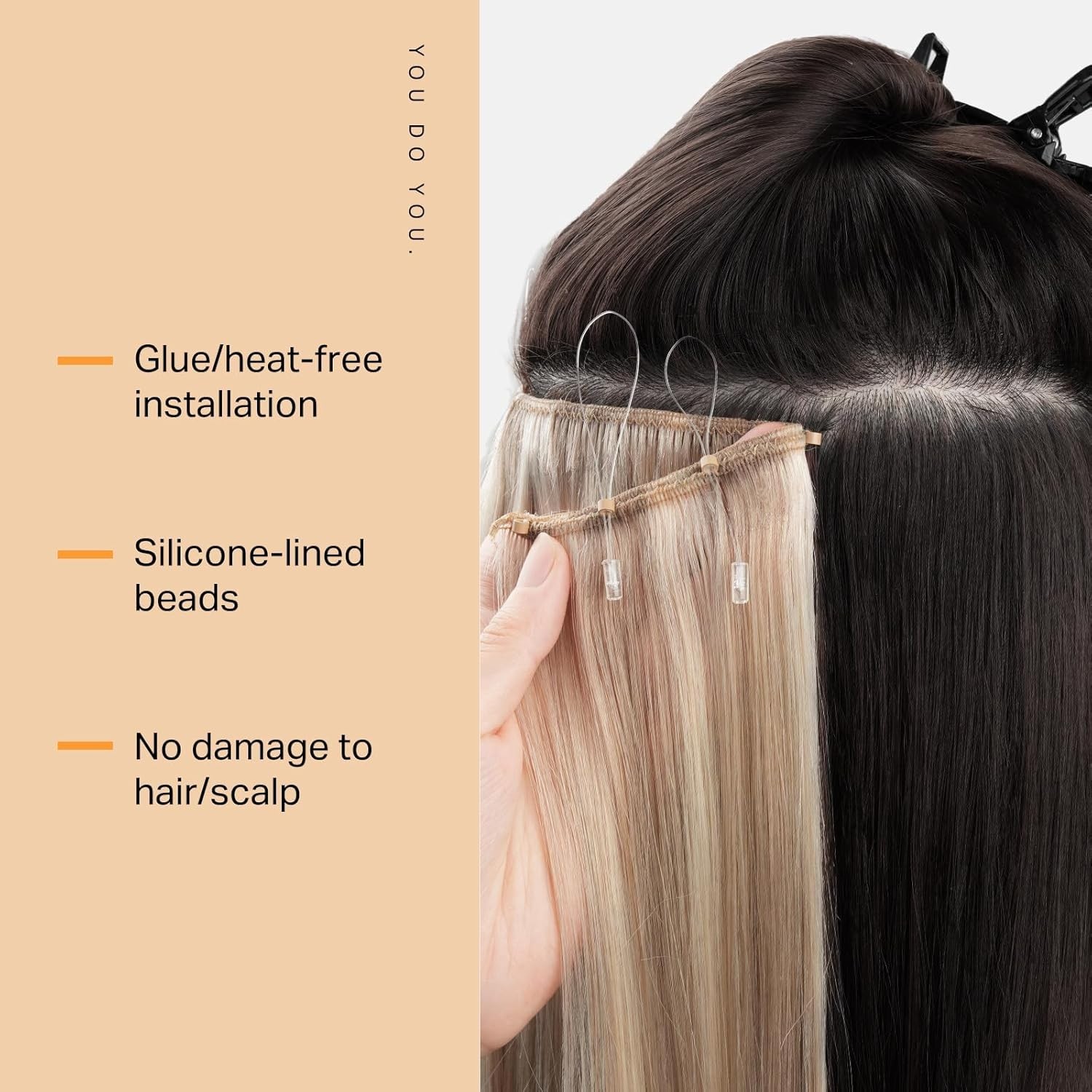 Micro Beaded Weft Soft & Smooth Human Hair Extensions 16 Inch #1 Jet Black 100g