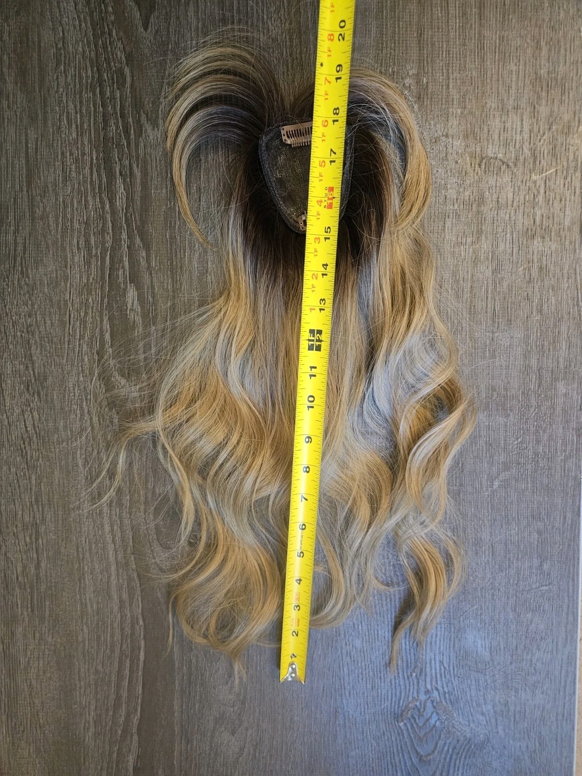 NEW WAVY OMBRE DIRTY BLONDE HAIR TOPPER BANGS Darker At Roots