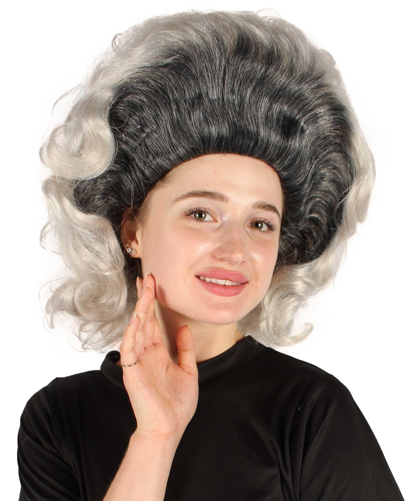 Adult Unisex Drag Queen Grey-black Beehive Wig, Non-flammable Synthetic HW-7046