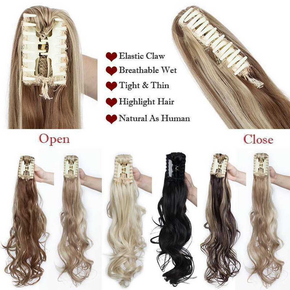 Mega Thick Claw On Ponytail Hairpiece Hair Extensions As Human Hair For Woman US