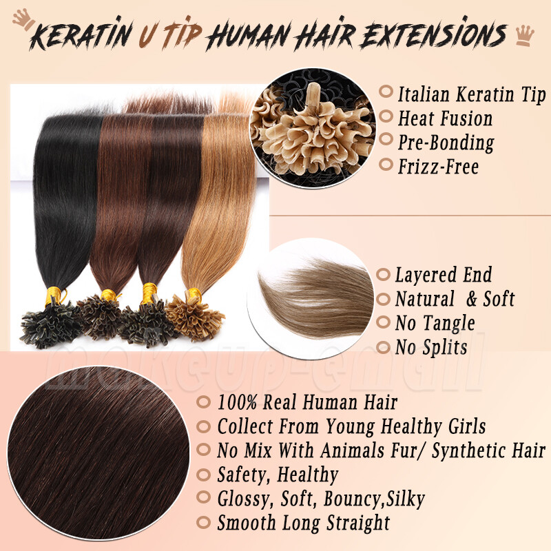Pre-Bonded Nail U Tip Russian Remy Human Hair Extensions 150g Thick Full Head