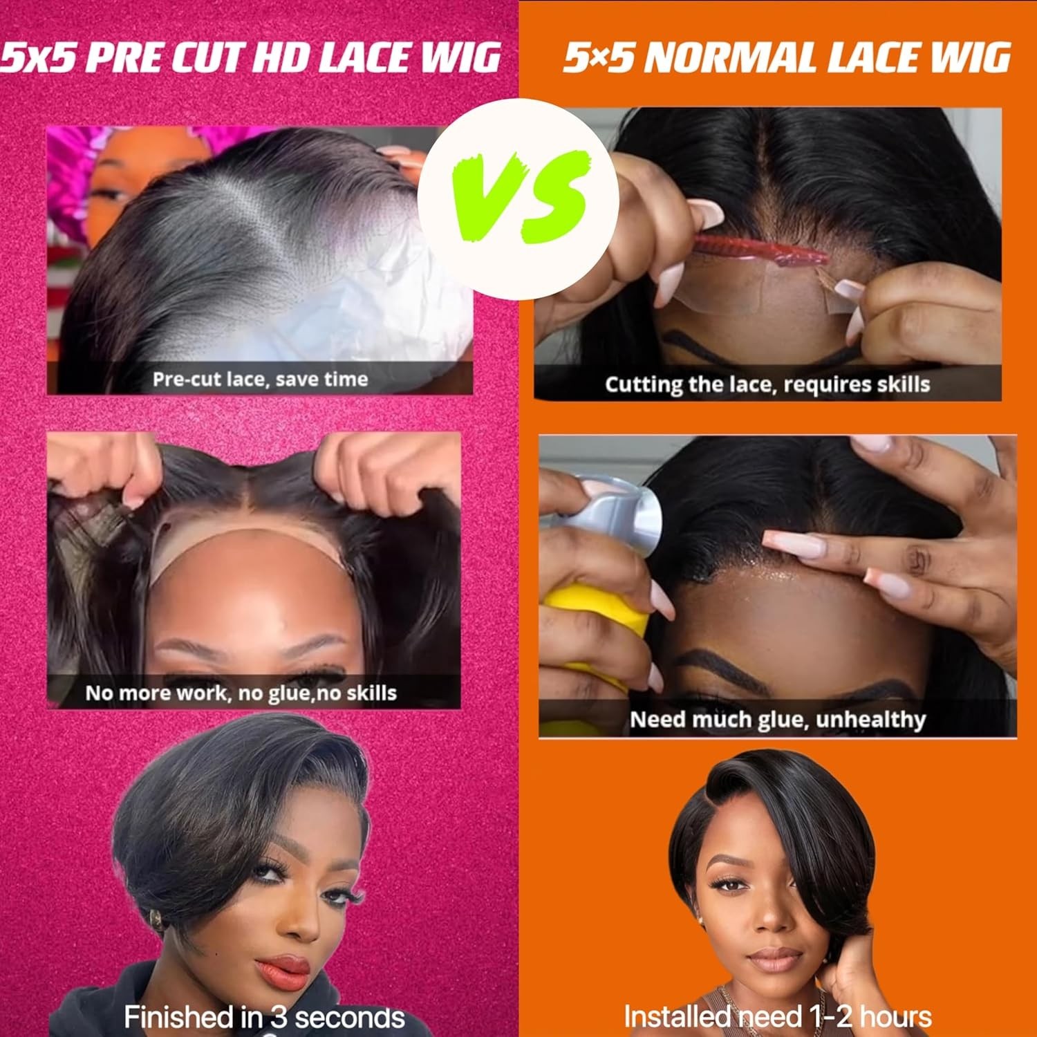 Short Pixie Wig Human Hair 5×5 HD Lace Glueless Pre Plucked Black Women