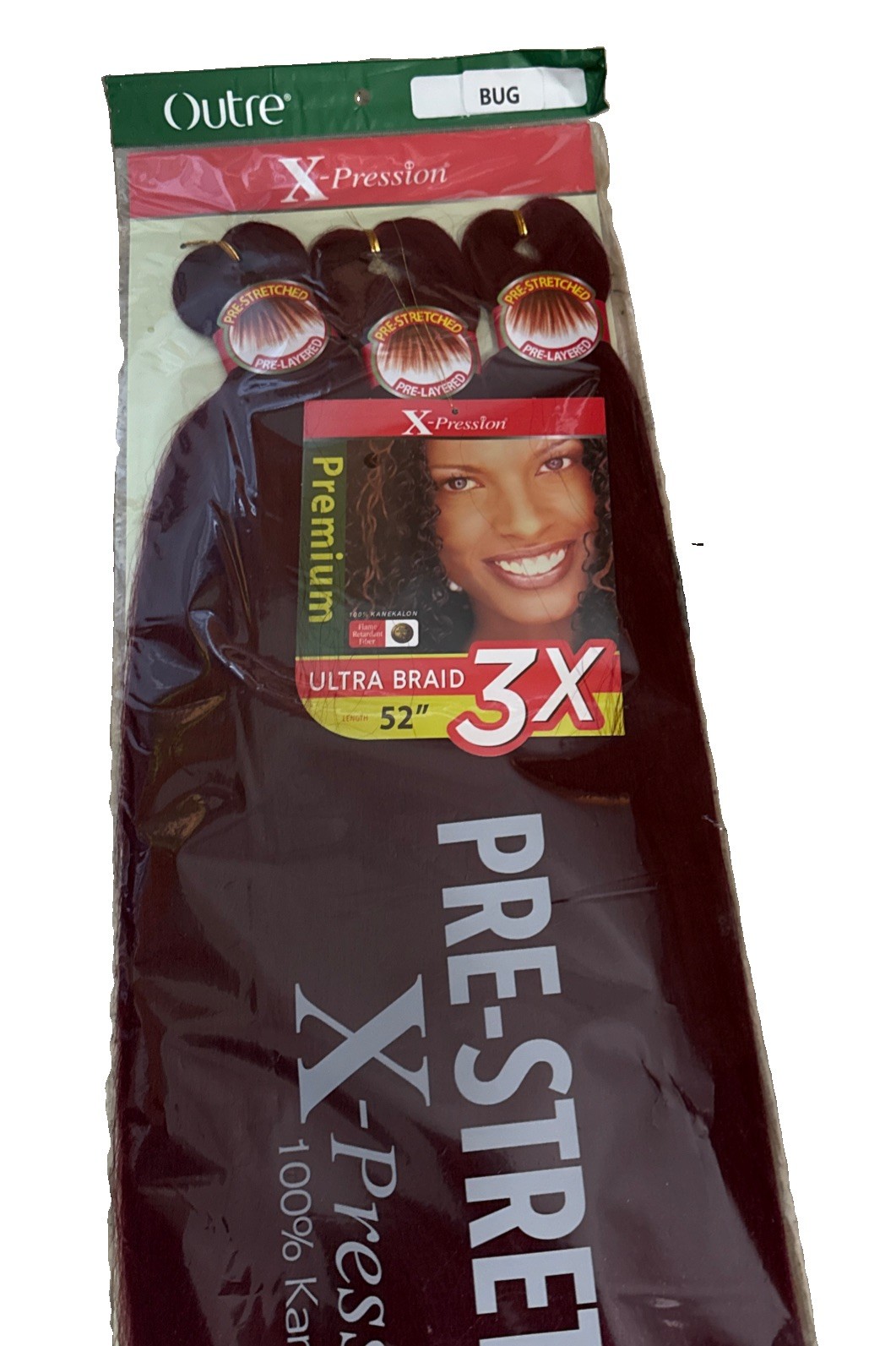 Outre X-Pression Ultra Braid 3X Pre-Stretched 52in Synthetic Burgundy BU