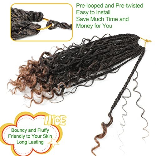 Goddess Box Braids Crochet Hair 12 Inch, 9 Packs Box 12 Inch (Pack of 9) T30#