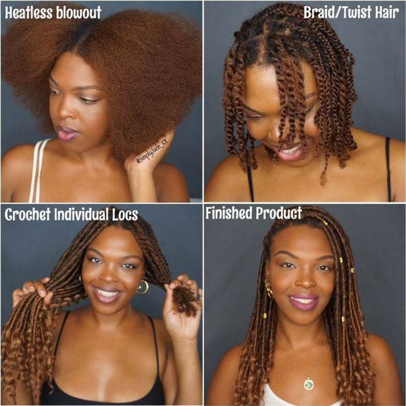 US Purple Goddess Faux Locs Crochet Braids Hair Extensions Curly Ends Dreadlocks
