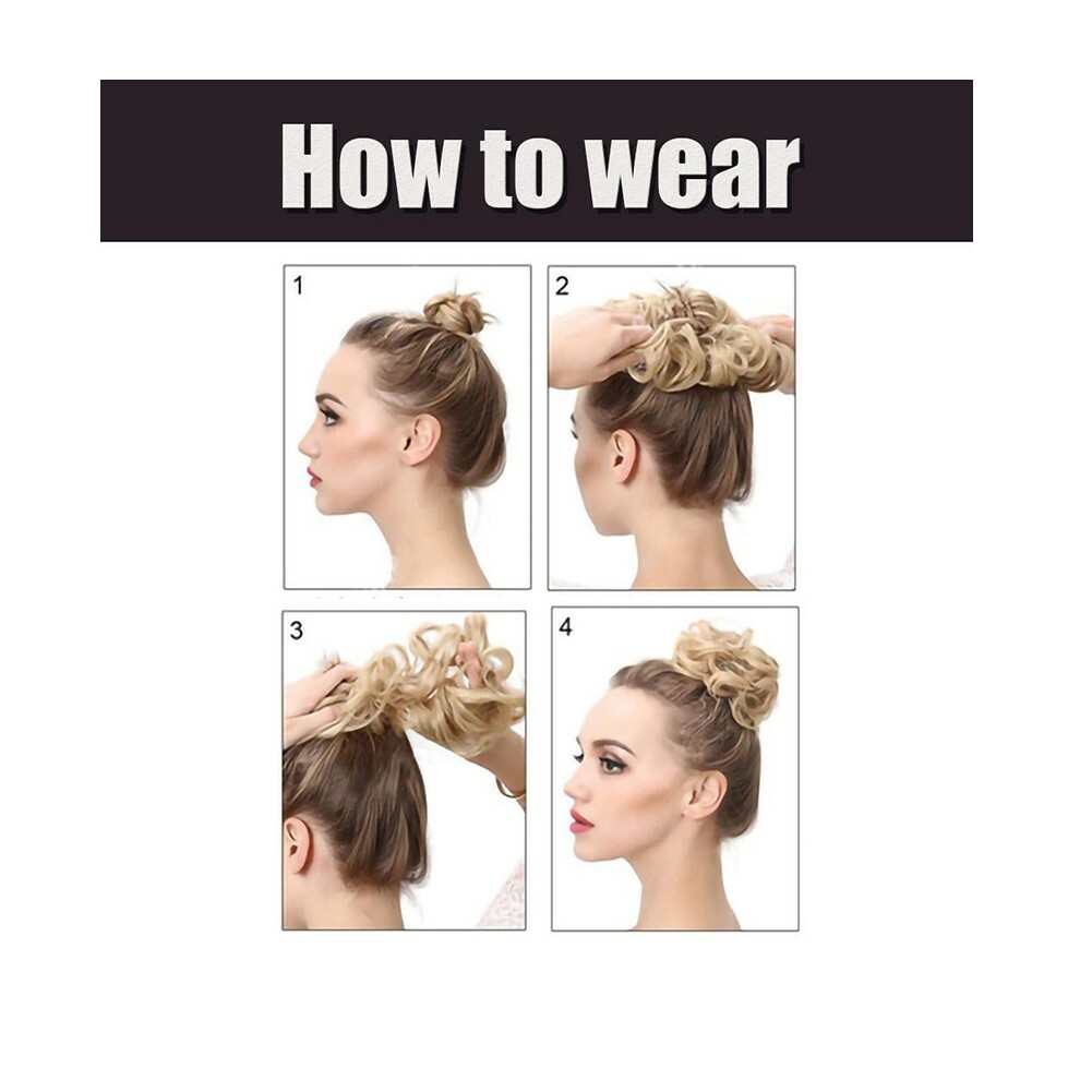 Curly Messy Rose Bun Hair Piece Updo Scrunchie Ponytail Natural As Human Hair