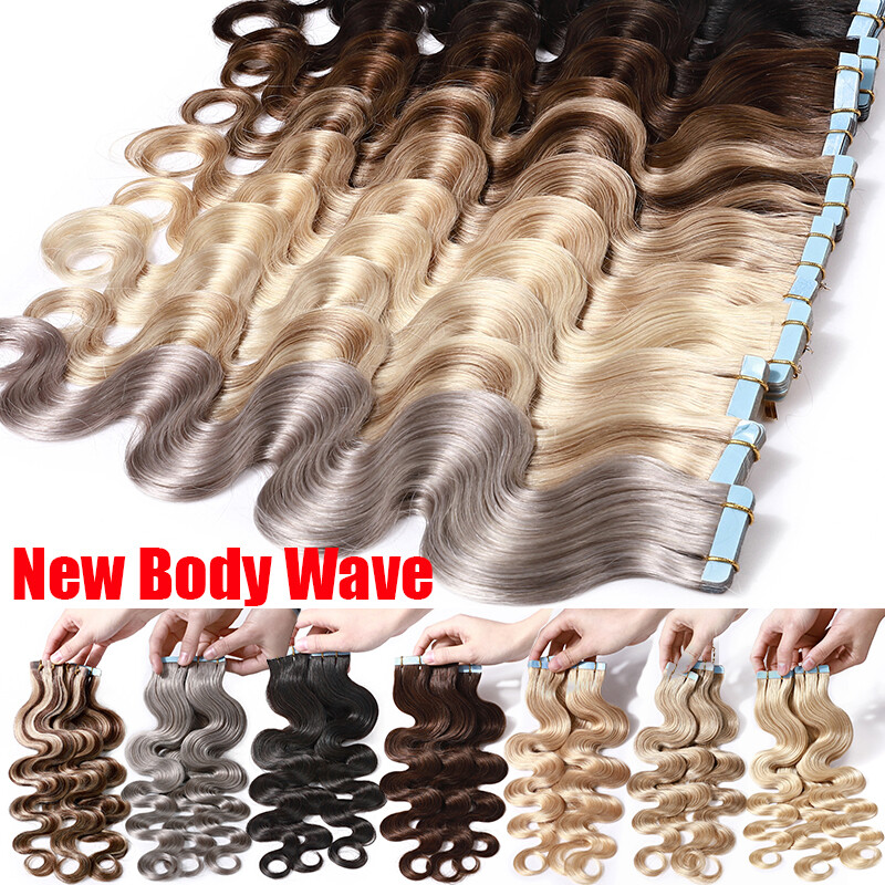 Tape in Hair Extensions 100% Remy Real Human Hair Skin Weft Black Brown Blonde S
