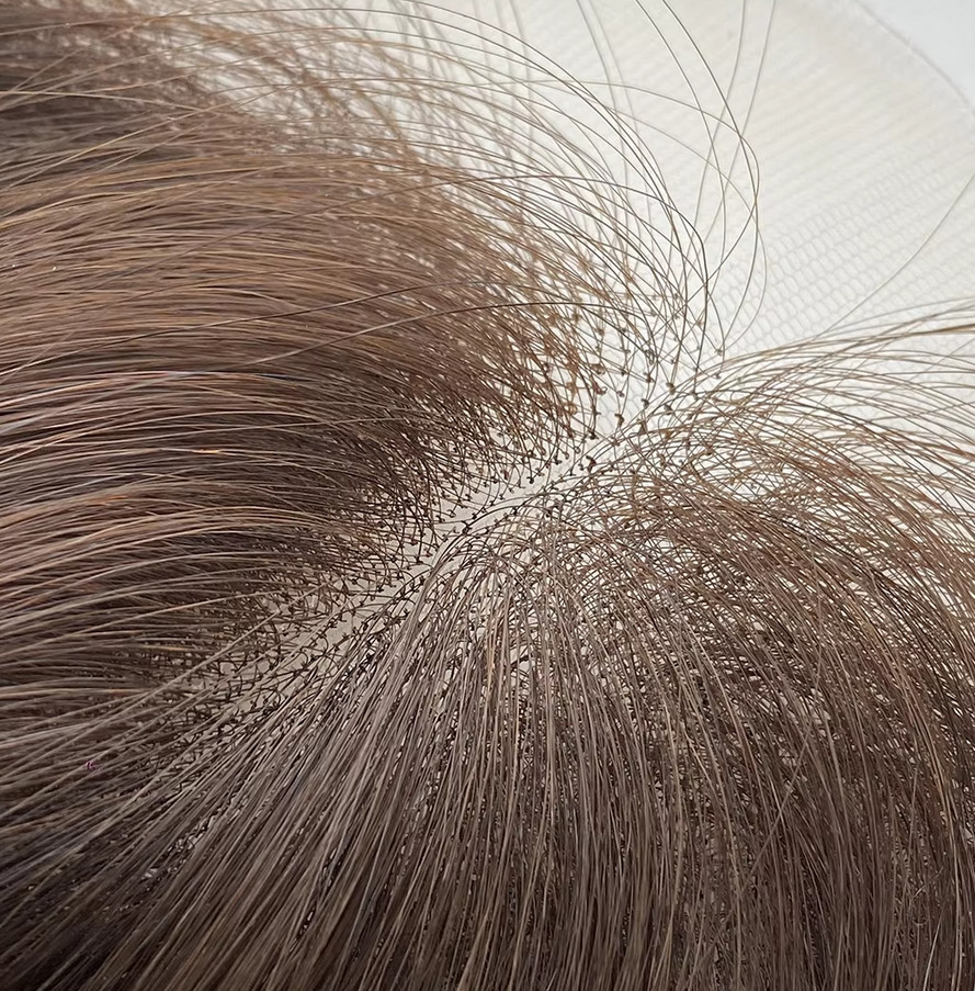 Human Raw Hair Toupee Lace Front Full Lace Topper with Single Knot and Invisible