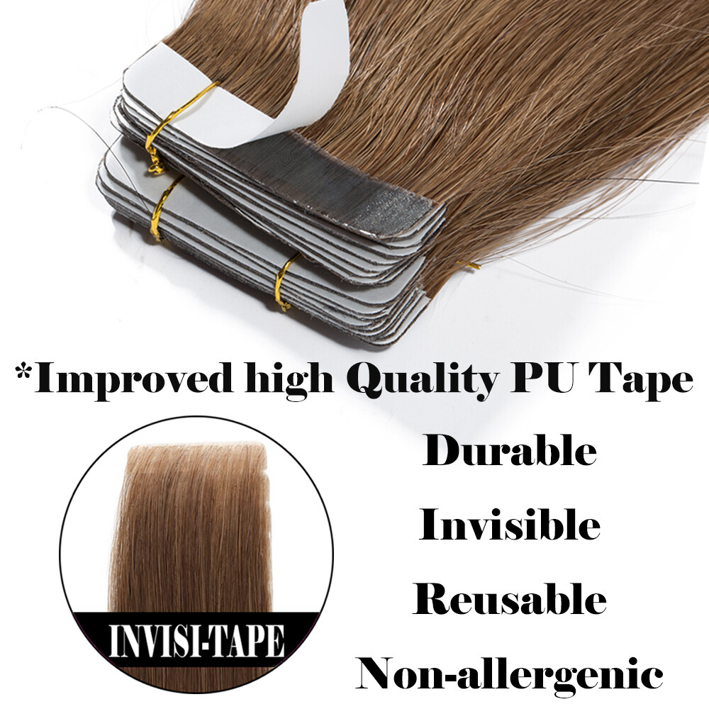 Thick 80PCS 200G 100% Tape In Real Remy Human Hair Extension Full Head Skin Weft