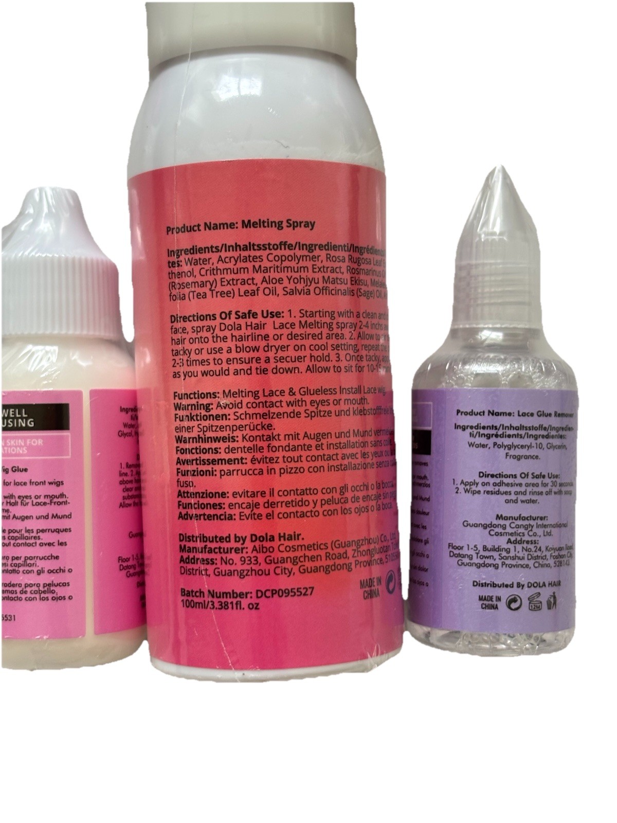 Dola Hair 4-Piece Lace Wig Install Kit – Glue + Melting Spray + Remover + Band