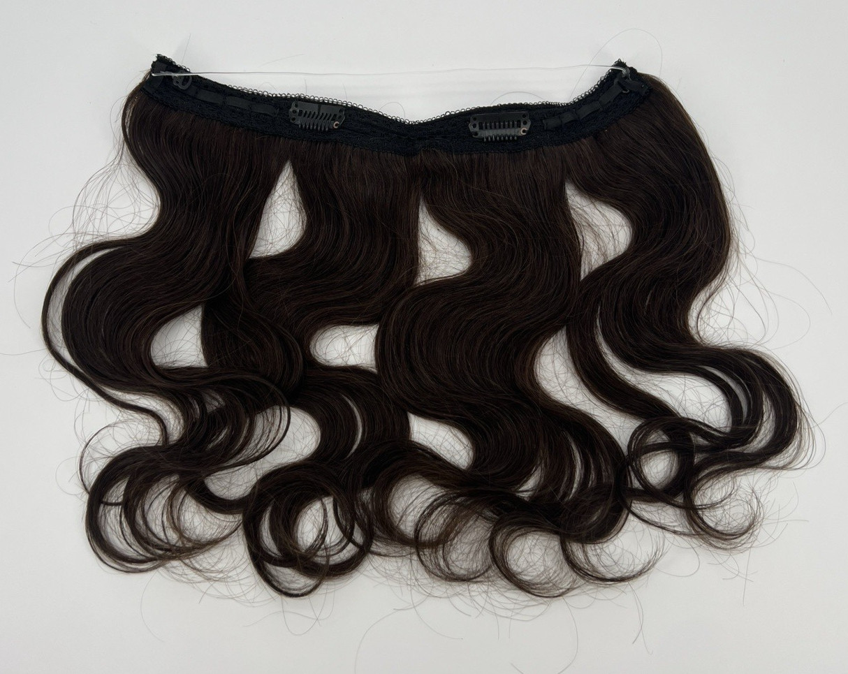 Brown Dark Wavy 12in Halo 100% Human REMY Women Hair Extension