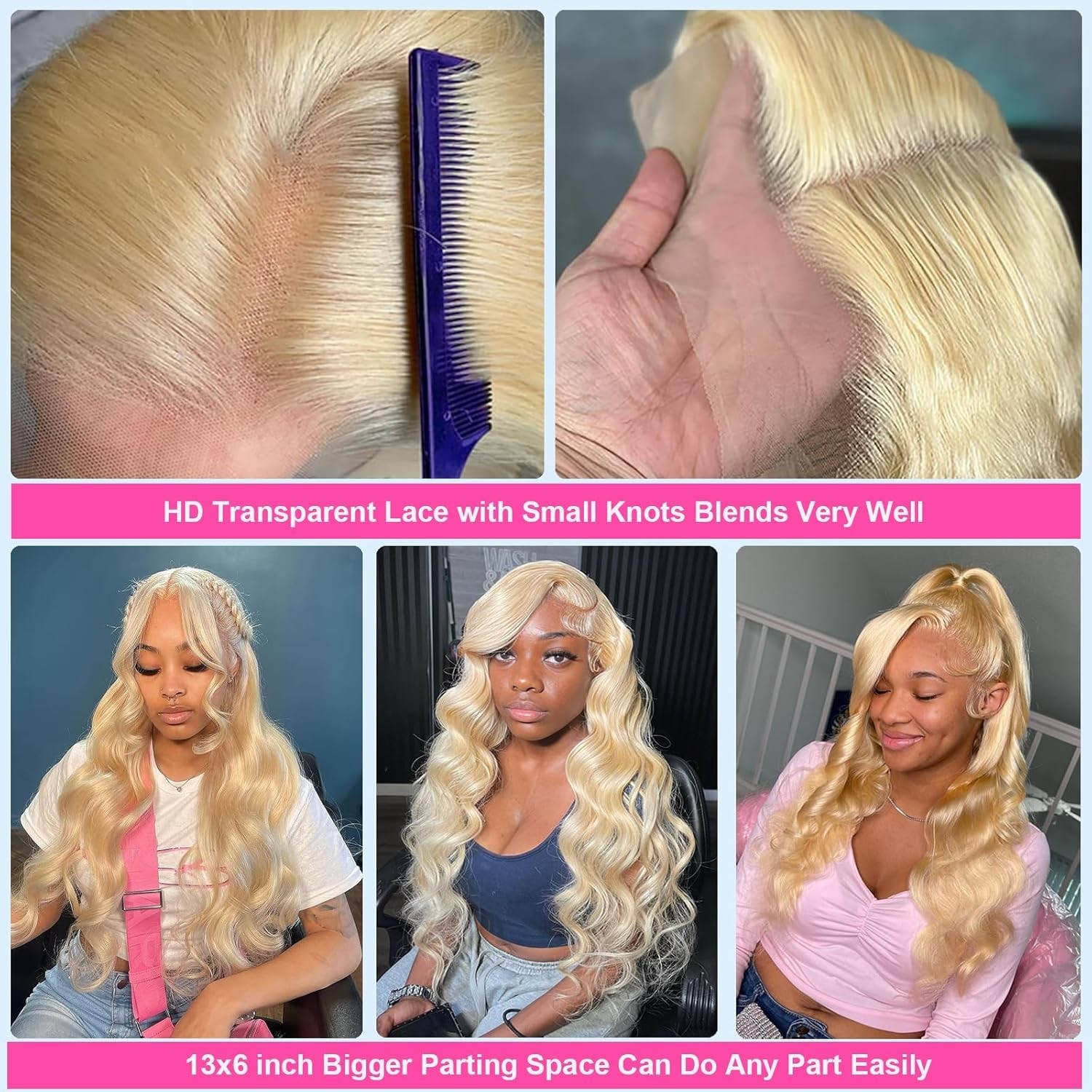 Mydiva 613 13X6 Lace Front Wig Human Hair Body Wave 22 Inch Blonde Wig Human