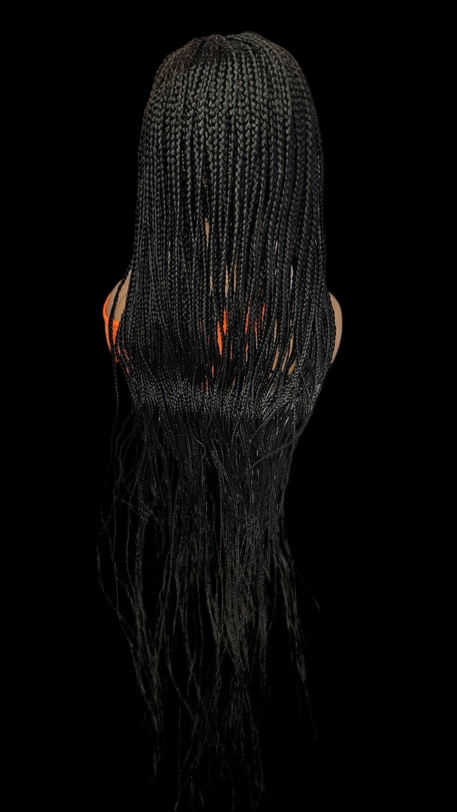 Braided Wig Cornrow Box Braids Jet Black Full Lace Glueless Handmade 24″