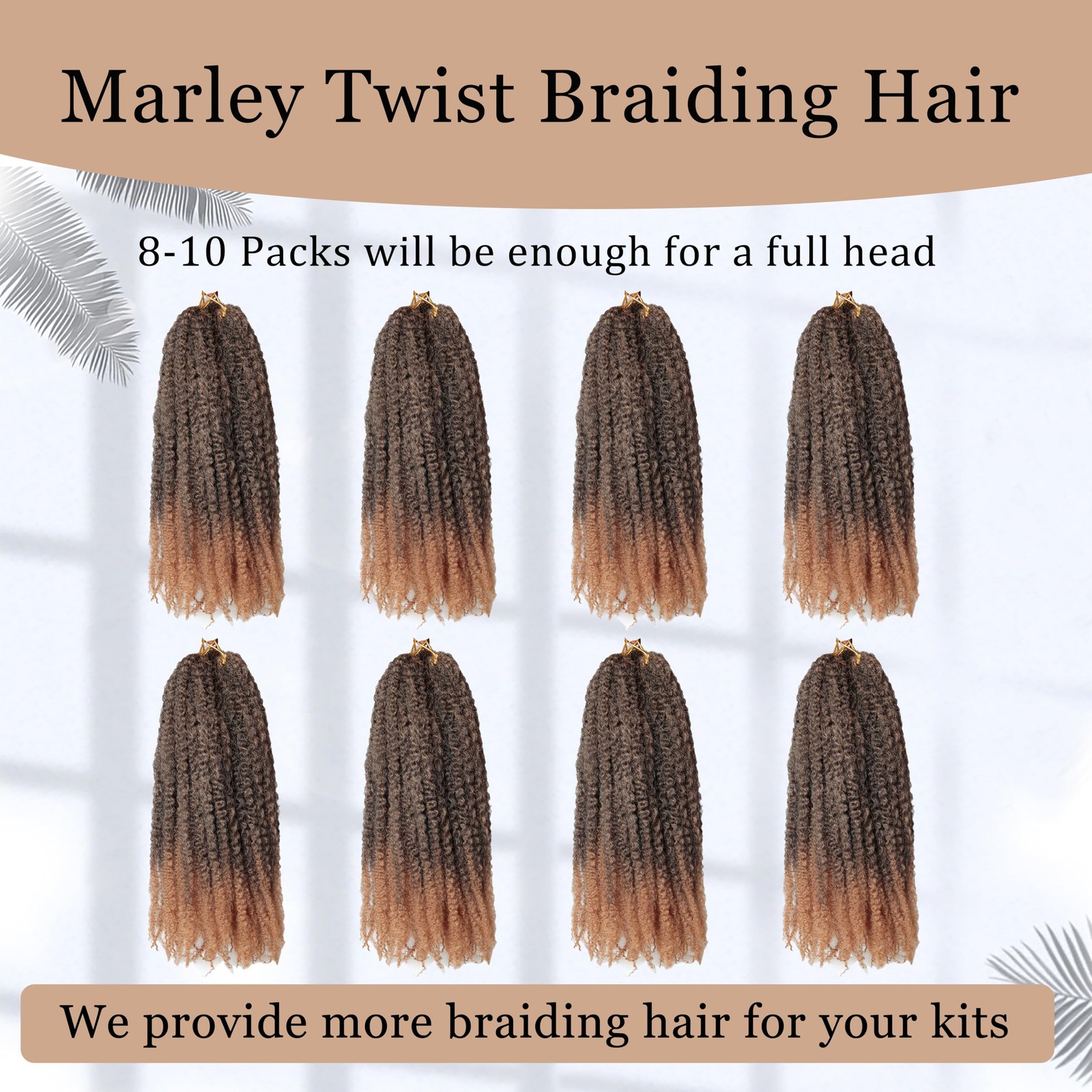 TUVOJALE Marley Twist Braiding Hair 14 inch Afro Kinky Curly Crochet Braids 8 Pa