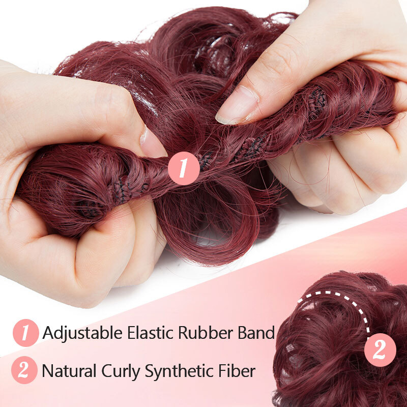 Thin Curly Bun Hair Piece Scrunchie Updo 100% Natural Synthetic Hair Extension