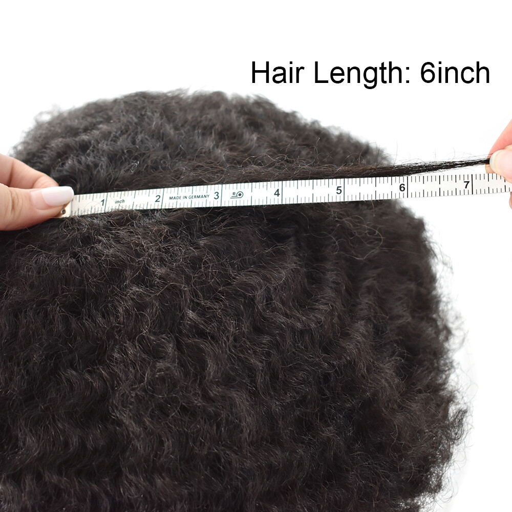 Afro Toupee For Black Men All PU Curly Hair Piece Human Hair Replacement System