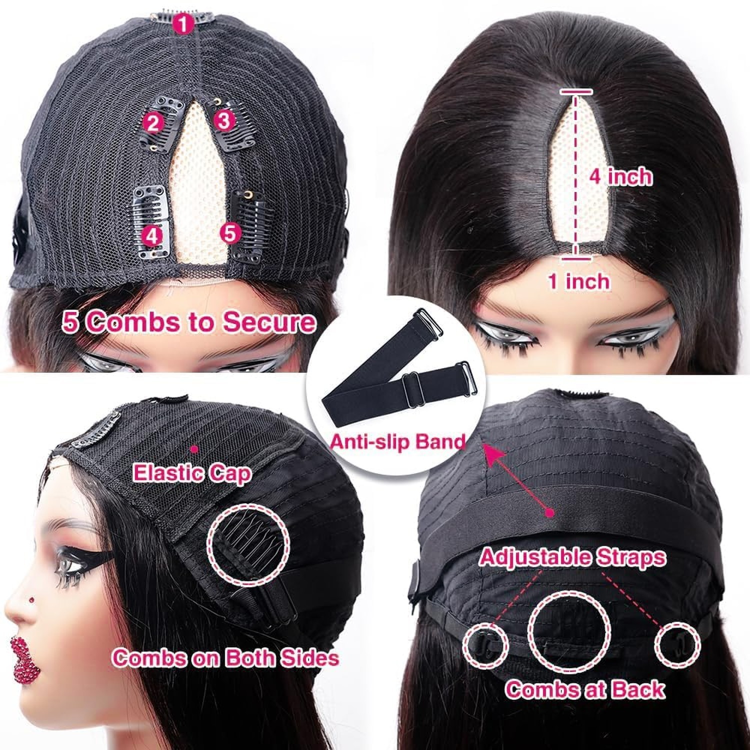V Part Wig Human Hair Wigs for Black Women Straight V Part Wig Upgr… Fast Ship