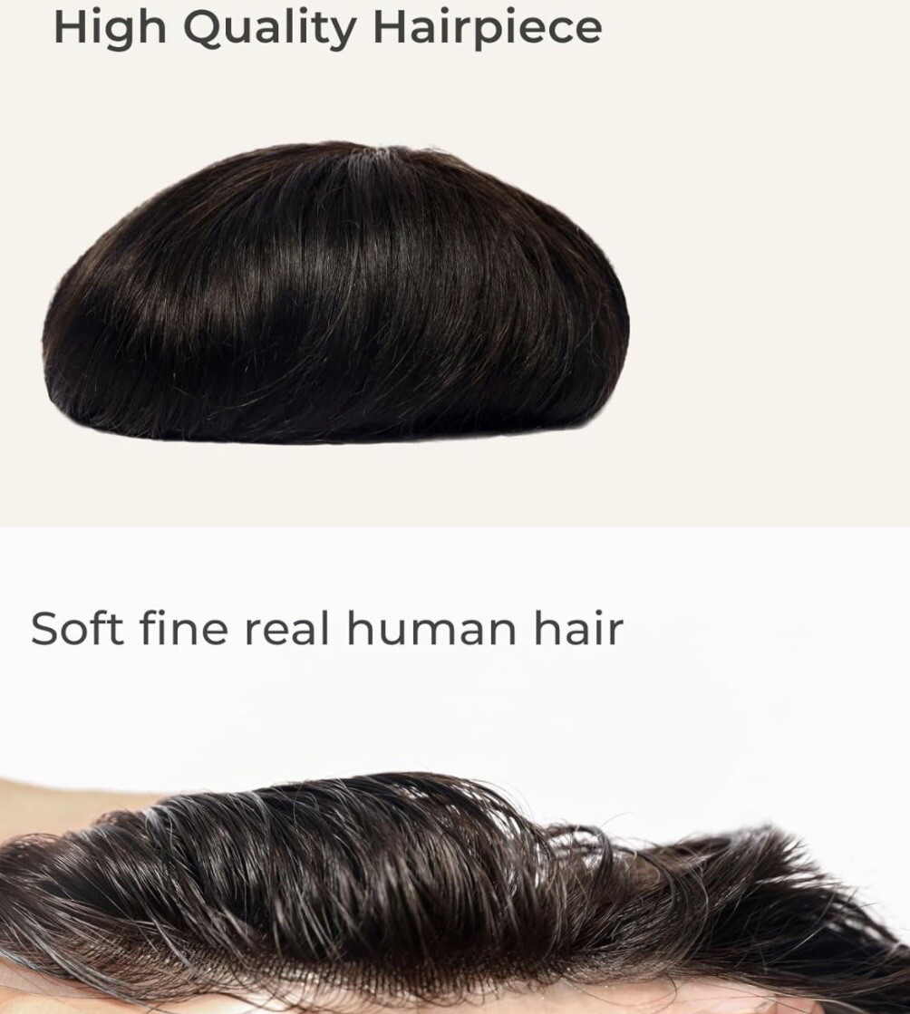 Mens wigs Real Human Hair 10×8 inch Toupee for Men
