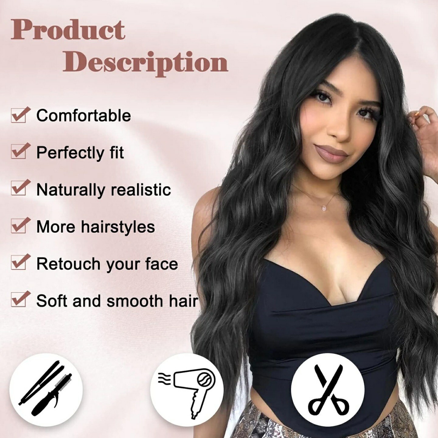 Natural Looking Synthetic Heat Resistant Fiber Wig 30 inch