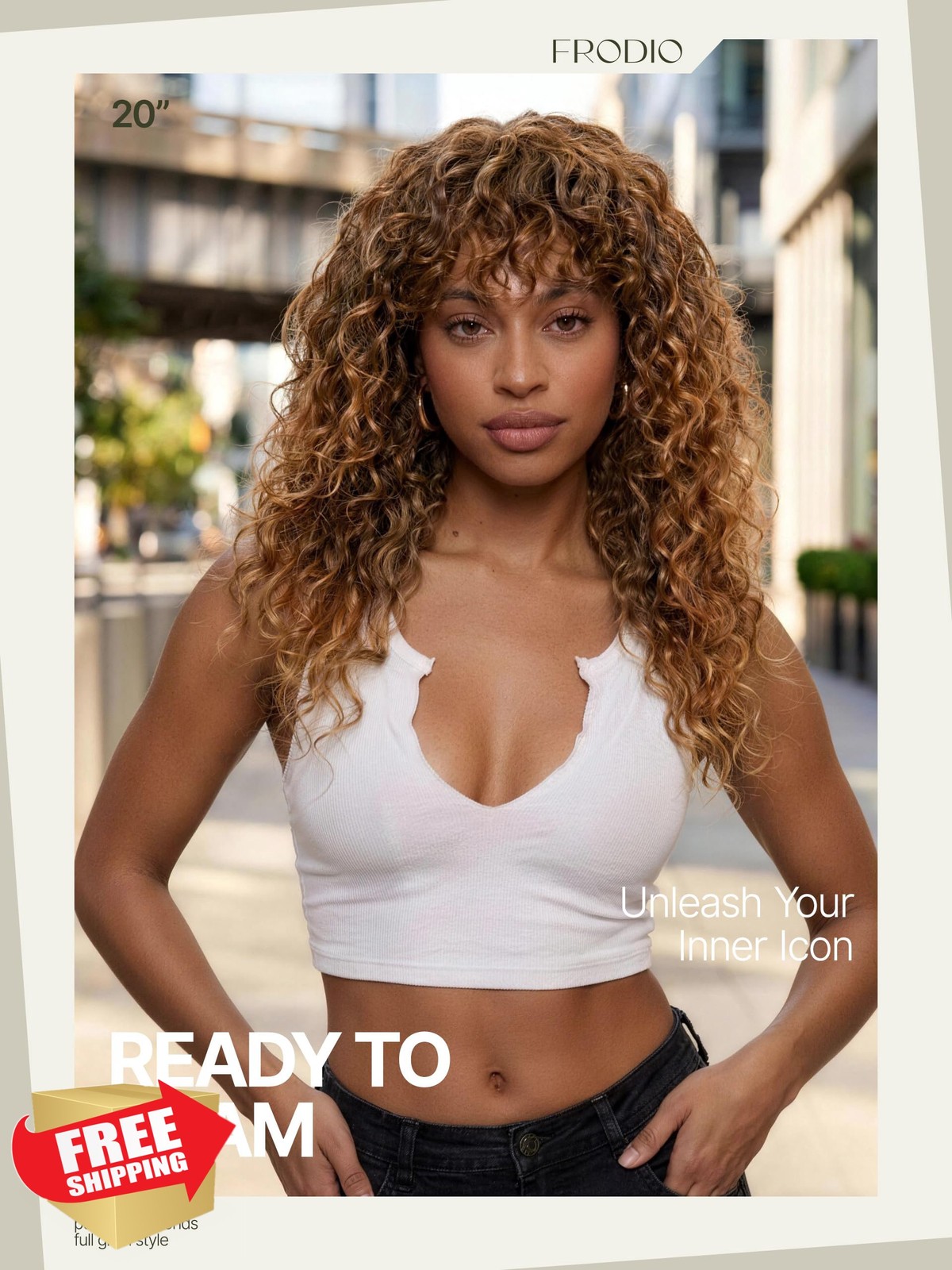 Frodio Highlight Brown 20in Curly Wig