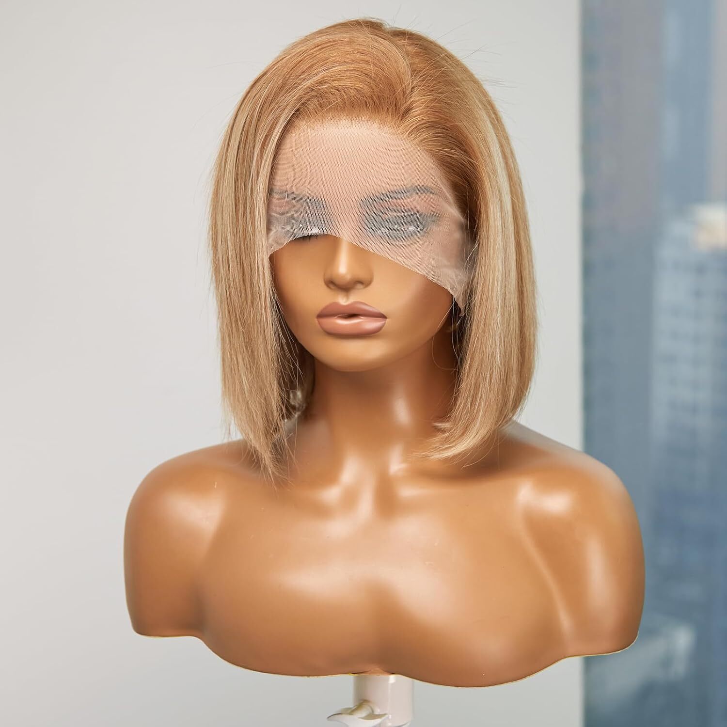 Brown Mixed Blonde Human Hair for Women Straight 13×4 Lace Front Wig