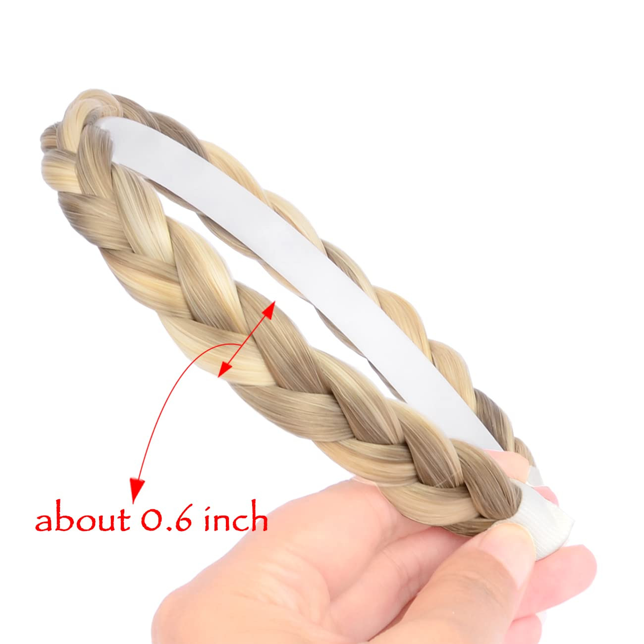 Width 0.6 Inches Narrow Synthetic Hair Plaited Headband Braid with Teeth Hair Ba