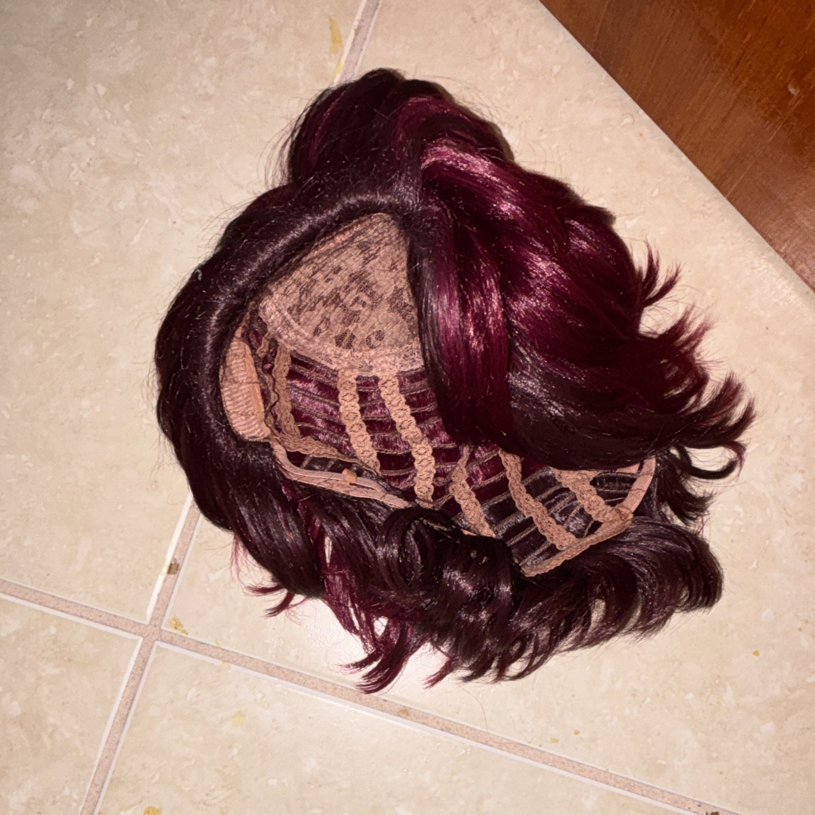 Burgundy Straight Bob Synthetic Wig Classic Cap w/ Adjustable Strap, One Size