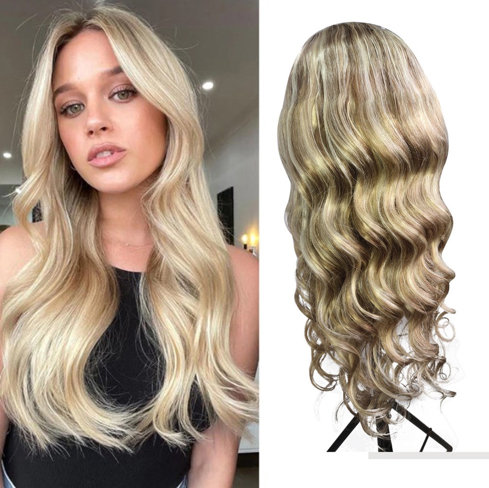 Long Beauty Wavy Machine Weft Cap 100% Remy Human Hair Glueless 3/4 Half Wigs