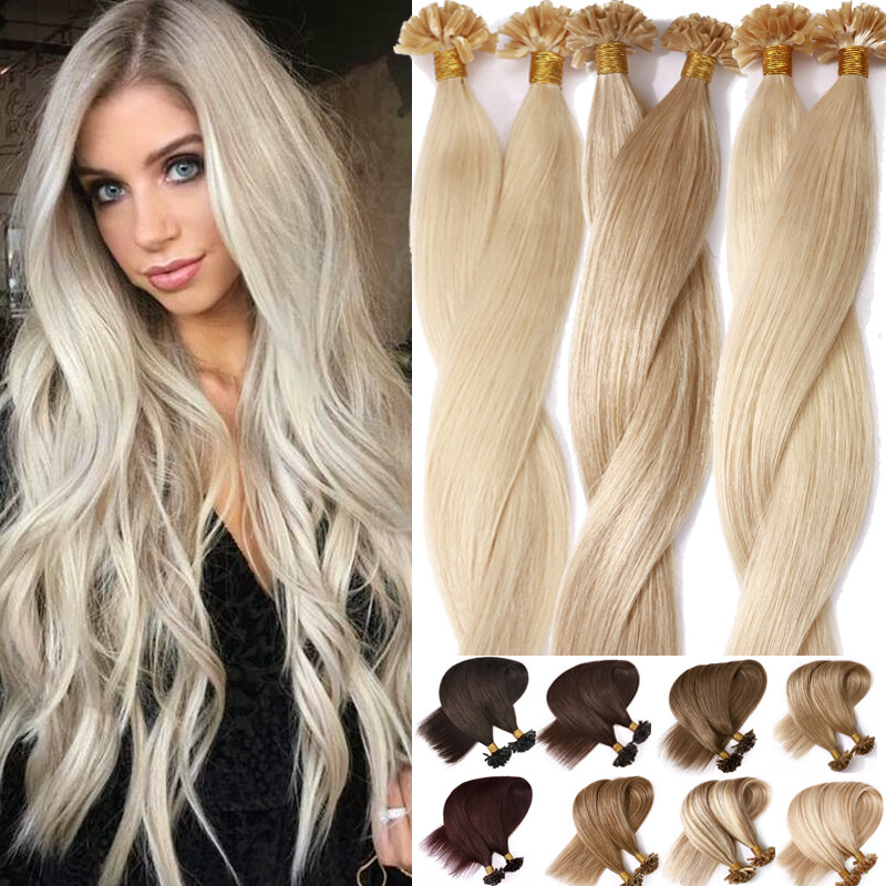Fusion Pre Bonded Keratin Nail U-Tip Real 100% Human Remy Hair Extensions blonde