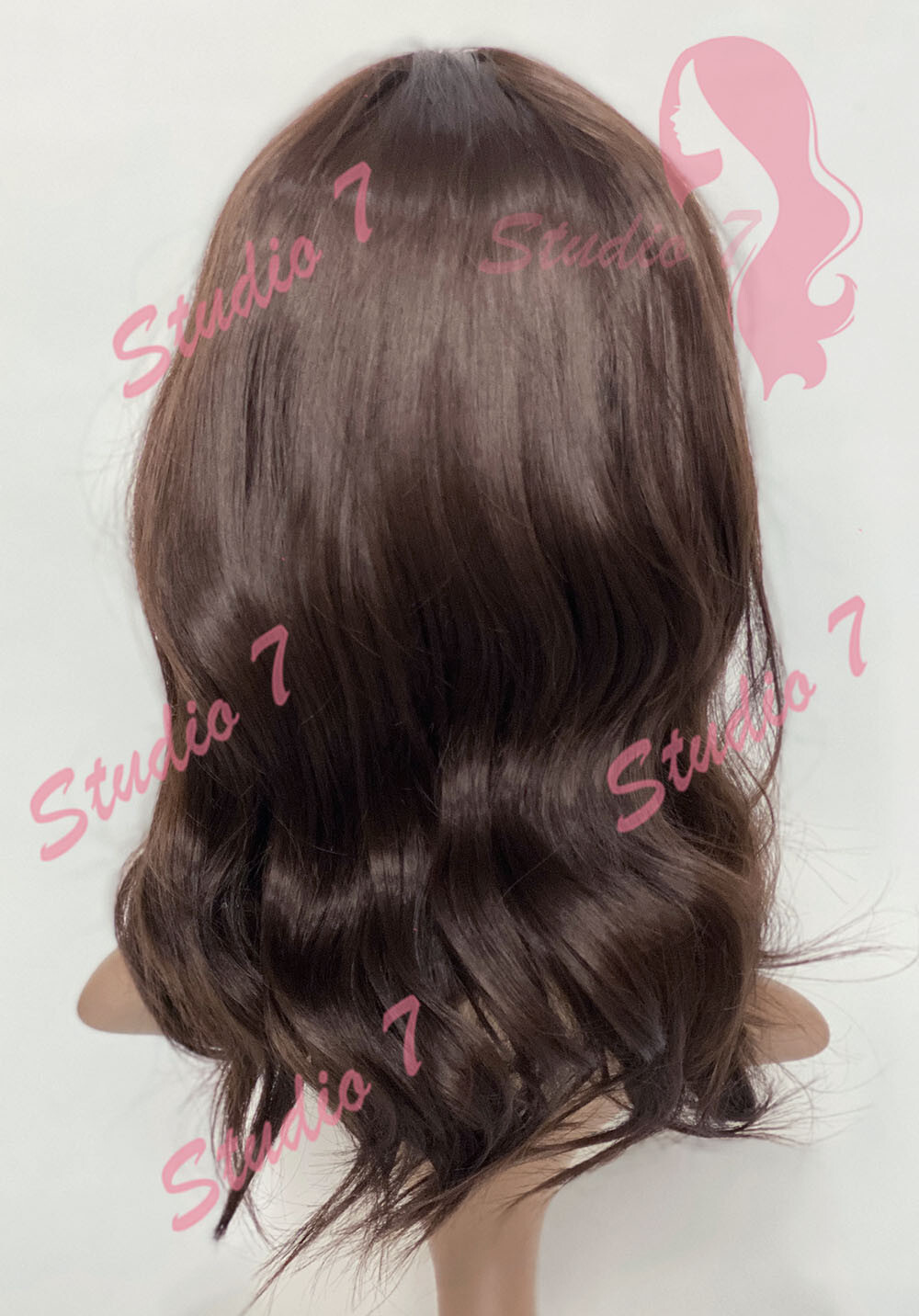 W89 Chocolate Brown Middle Parting Mid Length Slight Waves Wig studio7-uk