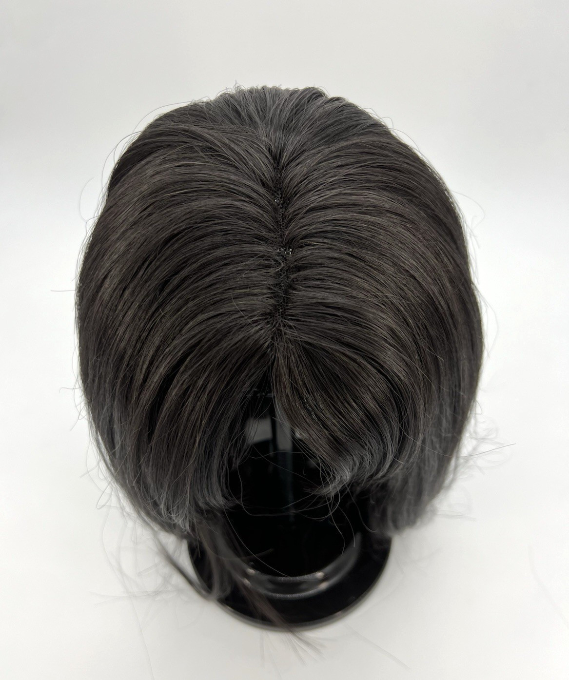 Soft Black with Wispy Bangs Long Straight Layered 24in Women Premium Hair Topper