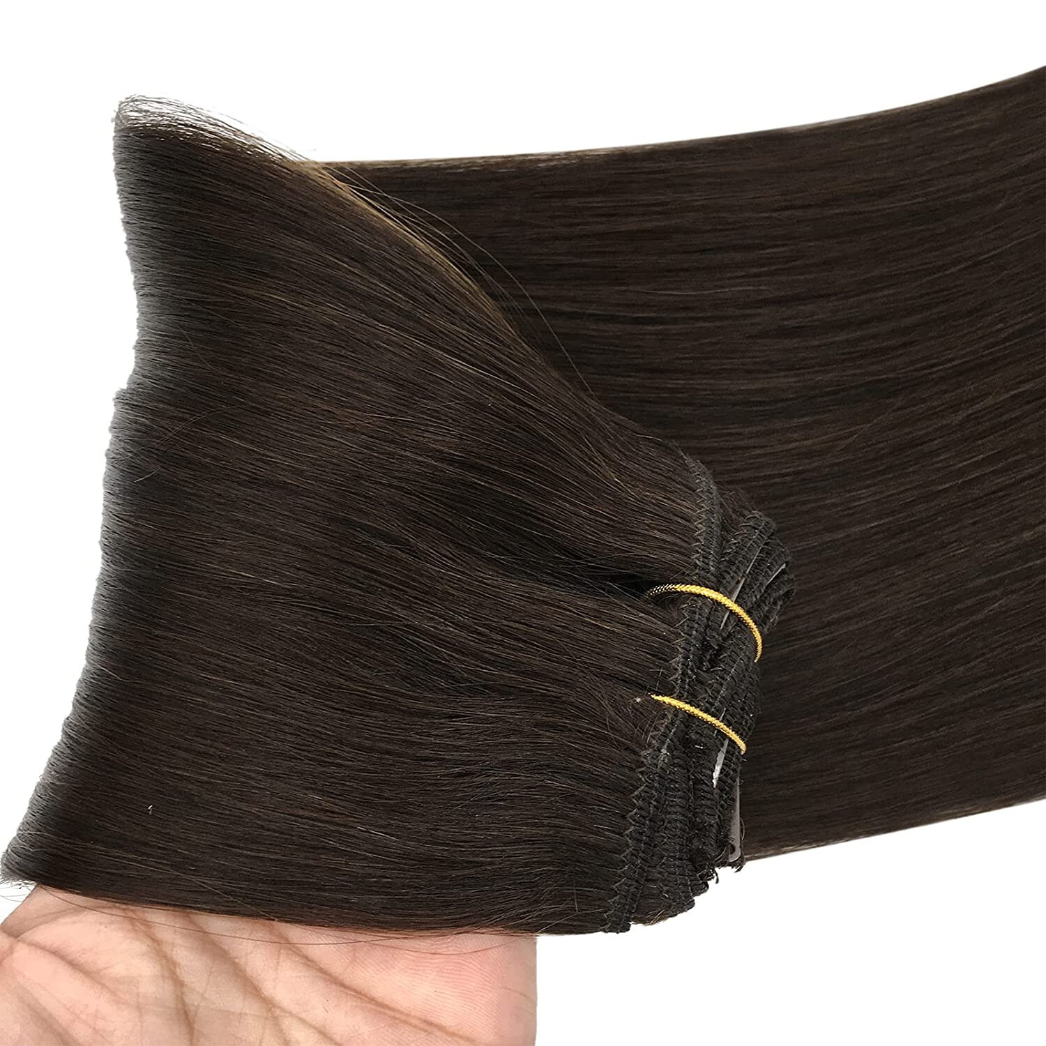 Clip in Hair Extensions Real Human Hair Double Lace Weft Clip-on Remy Hair 24In