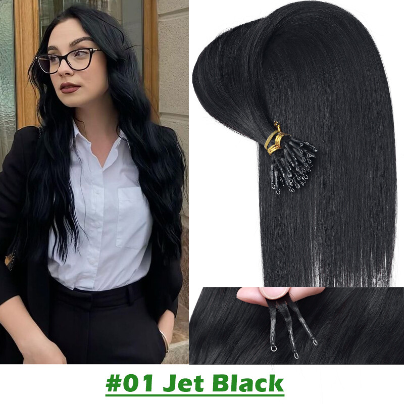 14″-24″ Nano Rings Hair Extensions Human Hair Nano Beads 100% Real Remy Long USA