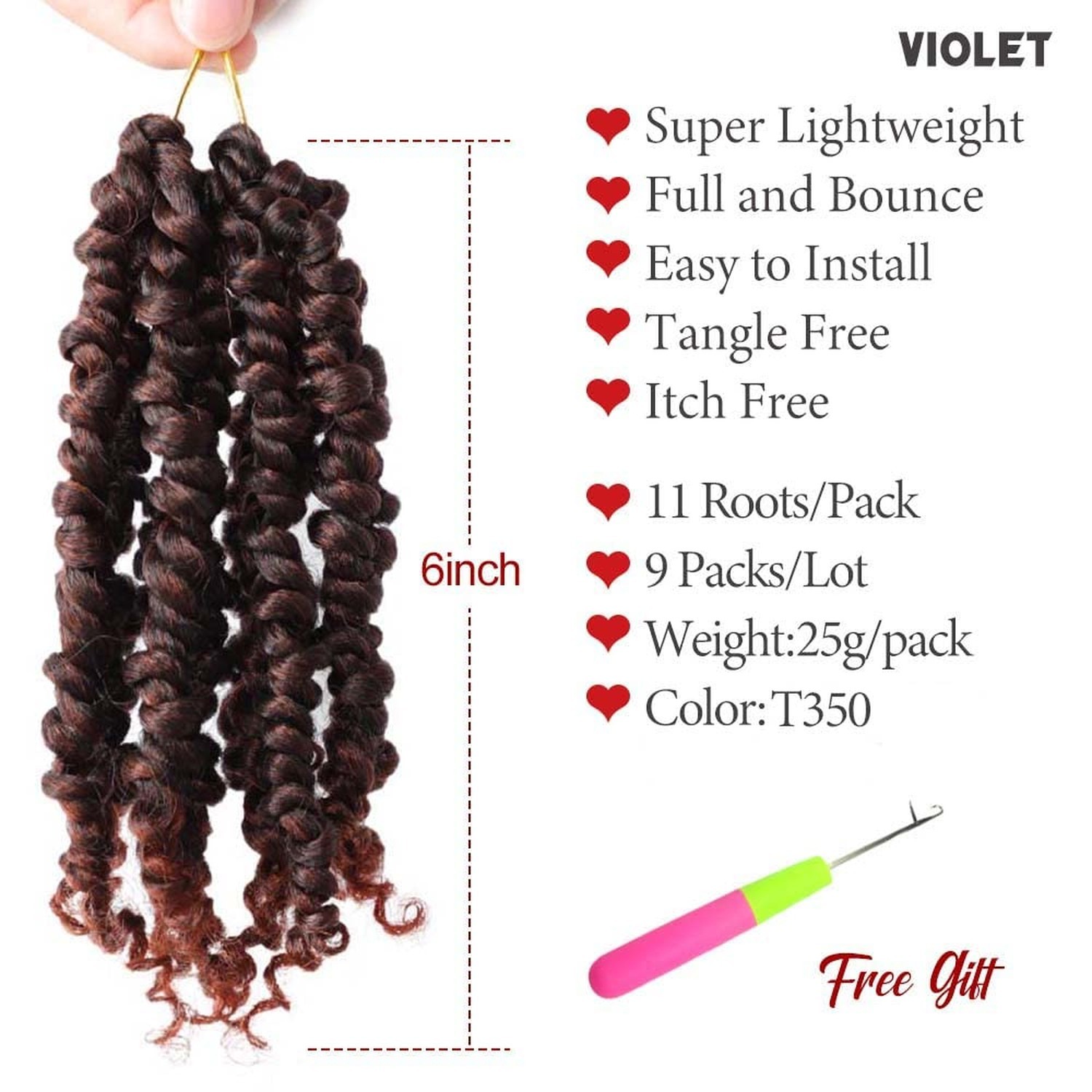 9 Packs Passion Twist Hair 6 Inch Prelooped Passion Twist Crochet H… Fast Ship