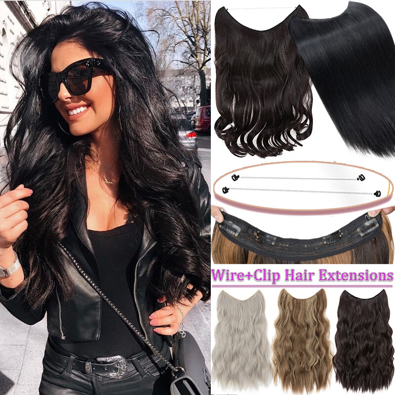 Secret Hidden Wire Hair Extensions Invisible Clip In Hairpiece Real As Human US