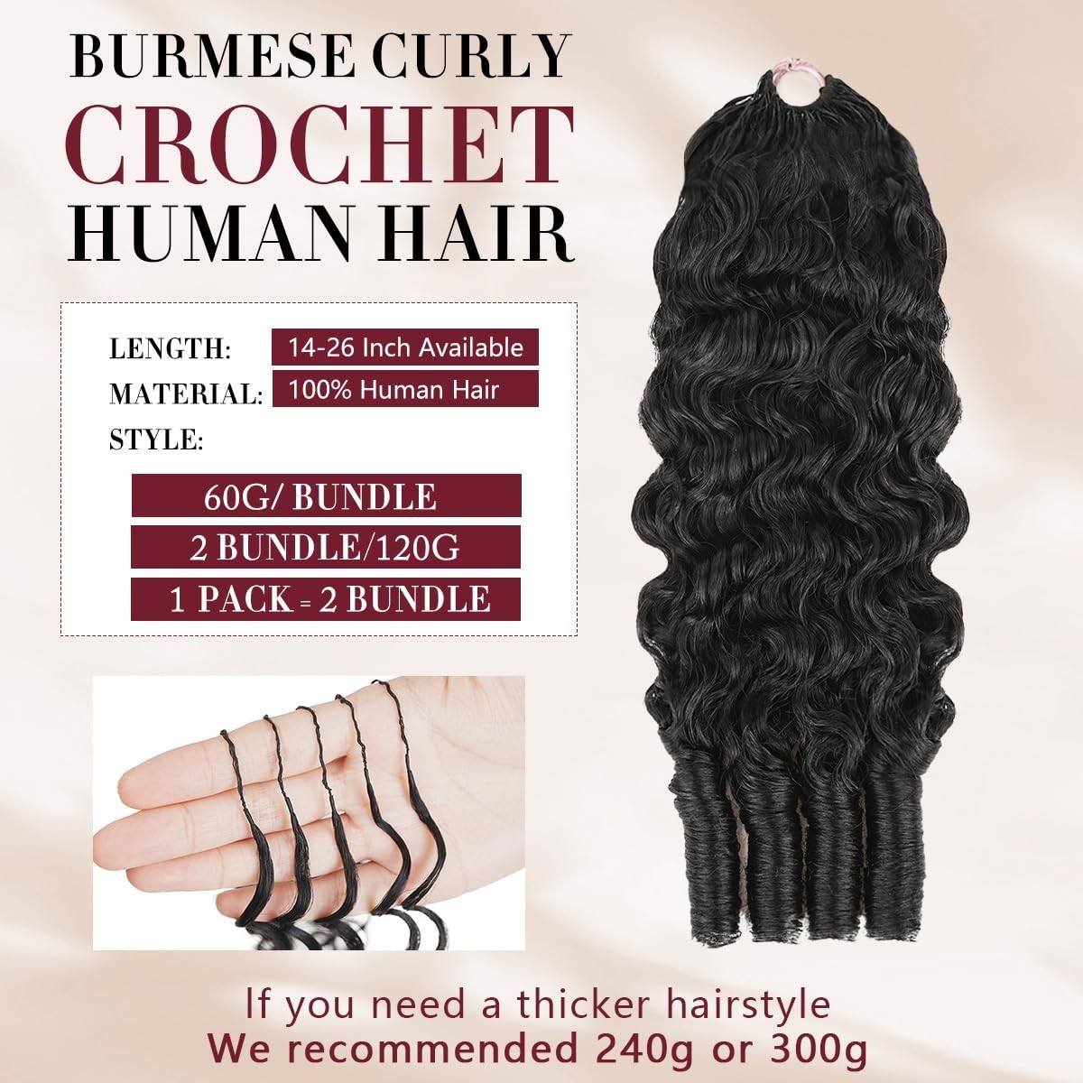18″ Curly Crochet Hair for Black Women – Pre-Separated Knotless Bundles, Reusabl